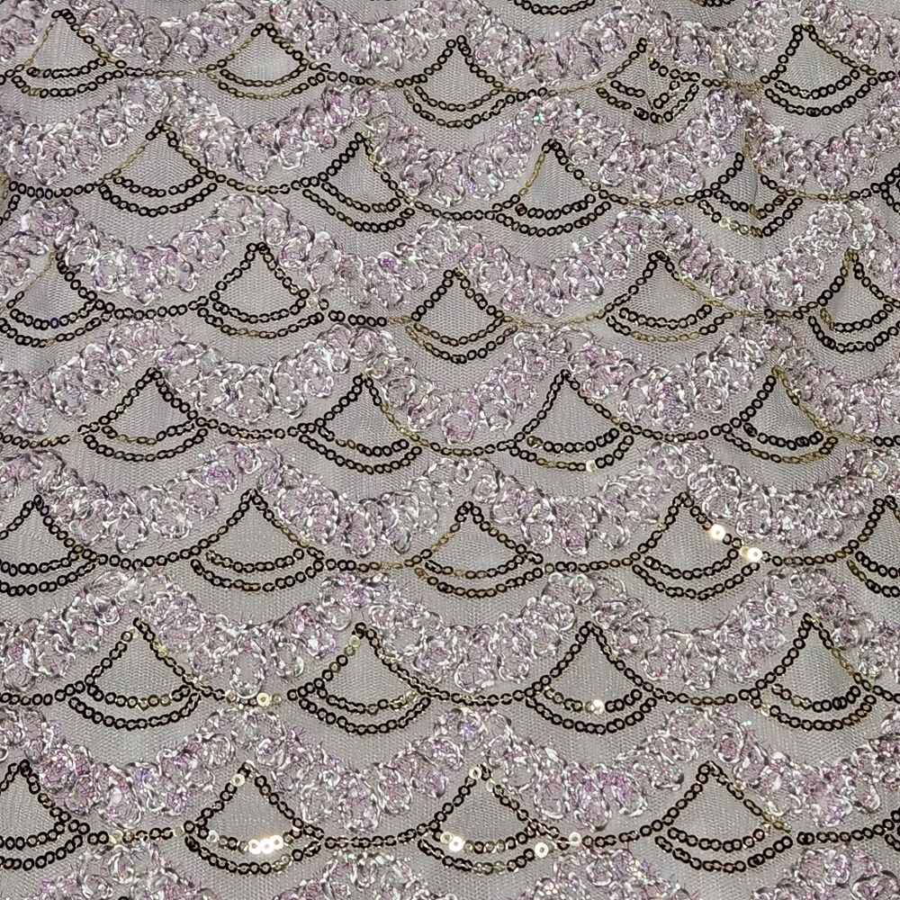 Covington Womens Sz 6 White Gold Sequin Cocktail Dress Sleeveless - Picture 3 of 9